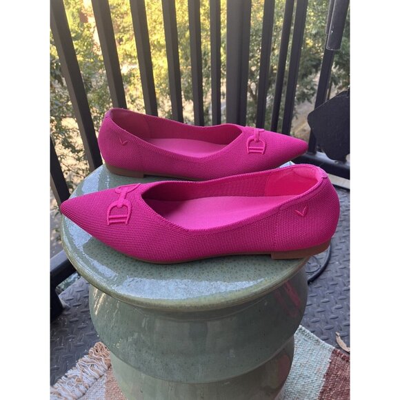 Vivaia Womens Ena 2.0 Pitaya Pink Pointy Toe Knit Flats Size 10.5 40.5 Washable - Picture 4 of 8